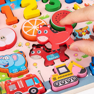 Montessori Lernspielzeug aus Holz für Kinder – Mathe- und Puzzle-Spiel ab 3 Jahre mit Farben und Formen 2