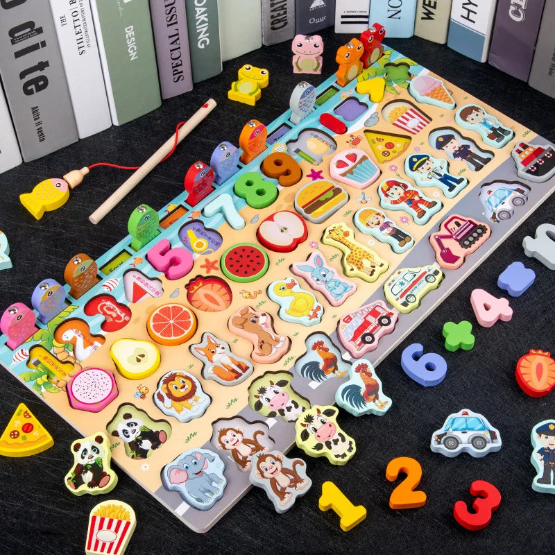 Montessori Lernspielzeug aus Holz für Kinder – Mathe- und Puzzle-Spiel ab 3 Jahre mit Farben und Formen 6