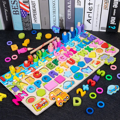 Montessori Lernspielzeug aus Holz für Kinder – Mathe- und Puzzle-Spiel ab 3 Jahre mit Farben und Formen 9