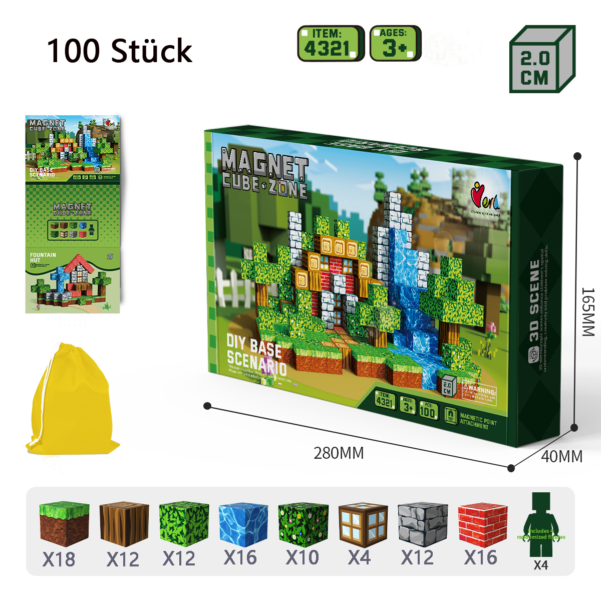 Montessori Magnetische Bausteine Set für Kinder ab 3 Jahren – 100/200/300 Teile, Robuste Qualität, Fördert Kreativität und Motorik 7