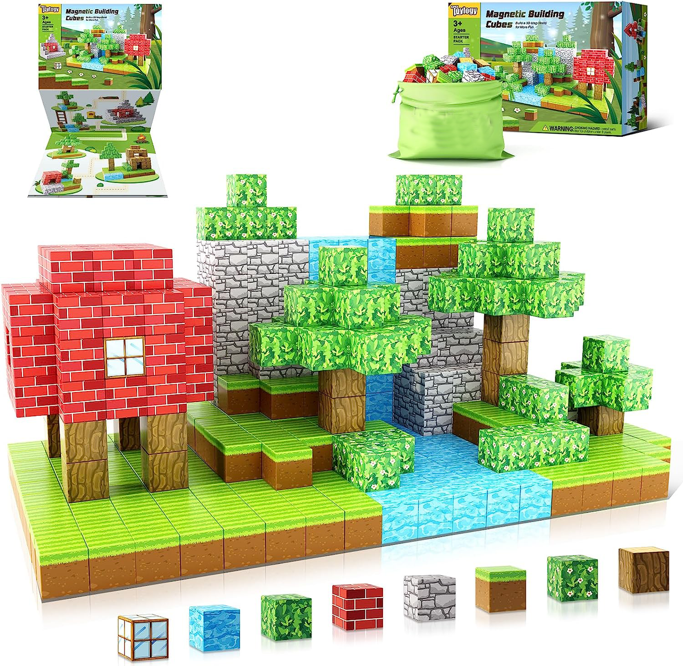 Montessori Magnetische Bausteine Set mit 48 Teilen – Kreatives Spielzeug für Kinder ab 3 Jahren zur Förderung von Motorik und Kreativität 0