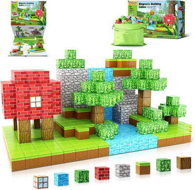 Montessori Magnetische Bausteine Set mit 48 Teilen – Kreatives Spielzeug für Kinder ab 3 Jahren zur Förderung von Motorik und Kreativität 0