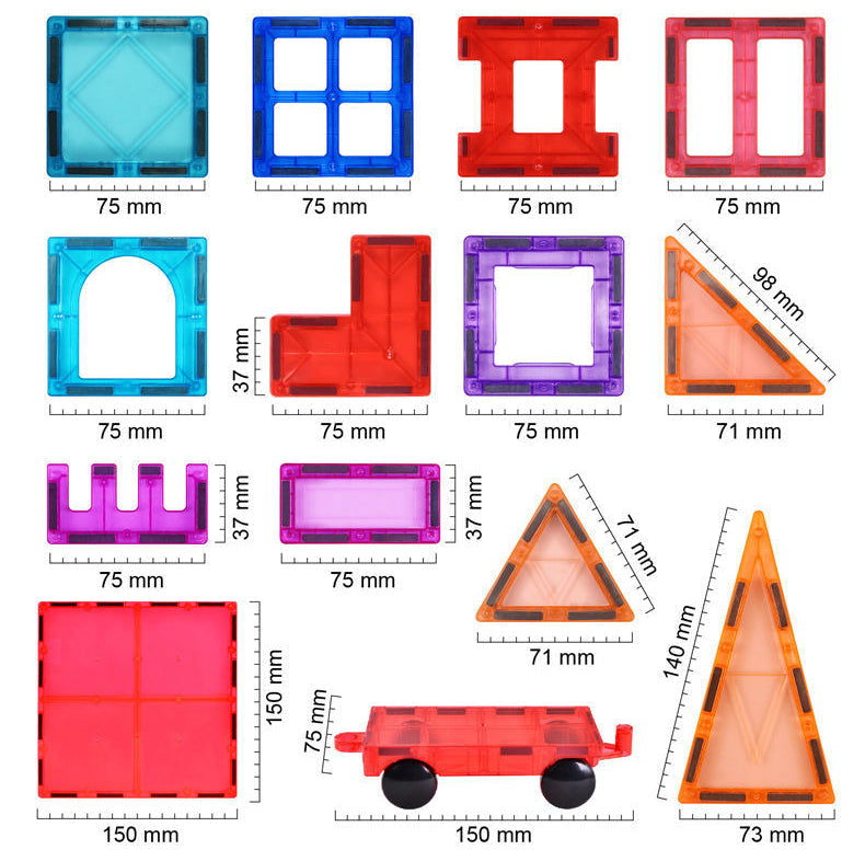 Montessori Magnetische Bausteine, 100 Teile, Mehrfarbig – Fördert Kreativität und Feinmotorik für Kinder ab 3 Jahren 3
