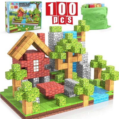Montessori Magnetische Bausteine für Kinder – Kreatives Lernspielzeug ab 3 Jahren, 100 Stück, 2 cm, Fantasievolles Design 0