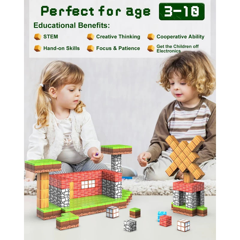 Montessori Magnetische Bausteine für Kinder – Kreatives Lernspielzeug ab 3 Jahren, 100 Stück, 2 cm, Fantasievolles Design 2