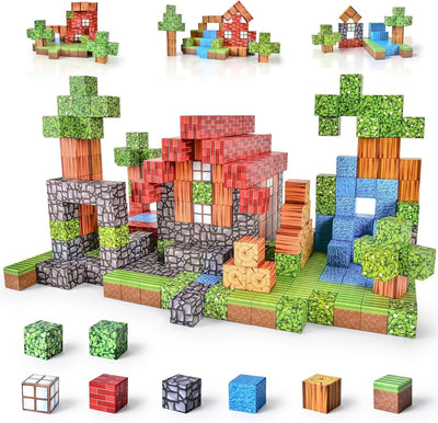 Montessori Magnetische Bausteine für Kinder ab 3 Jahren – Kreatives Spielzeug zur Förderung von Feinmotorik und Kreativität, 100 Stück 0