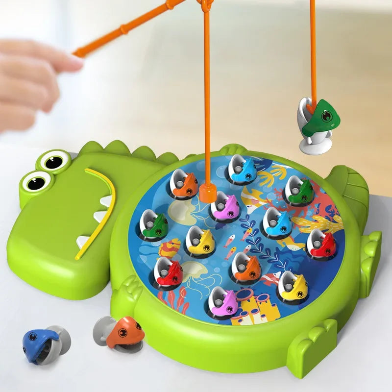Montessori Magnetisches Angelspielzeug für Kinder – Dinosaurier Design mit 2 Angelruten und 10 Fischen, Fördert Hand-Augen-Koordination 0