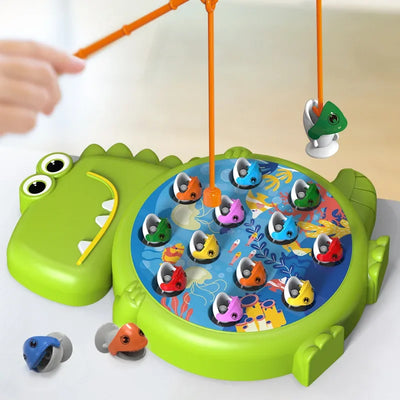 Montessori Magnetisches Angelspielzeug für Kinder – Dinosaurier Design mit 2 Angelruten und 10 Fischen, Fördert Hand-Augen-Koordination 0