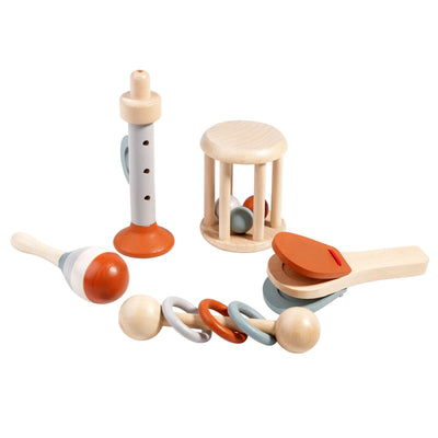 Montessori Musikinstrumente Set aus Holz – 5-teiliges Spielzeug für musikalische Früherziehung ab 8 Monaten 0