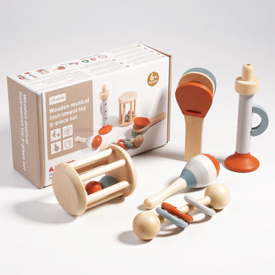 Montessori Musikinstrumente Set aus Holz – 5-teiliges Spielzeug für musikalische Früherziehung ab 8 Monaten 6