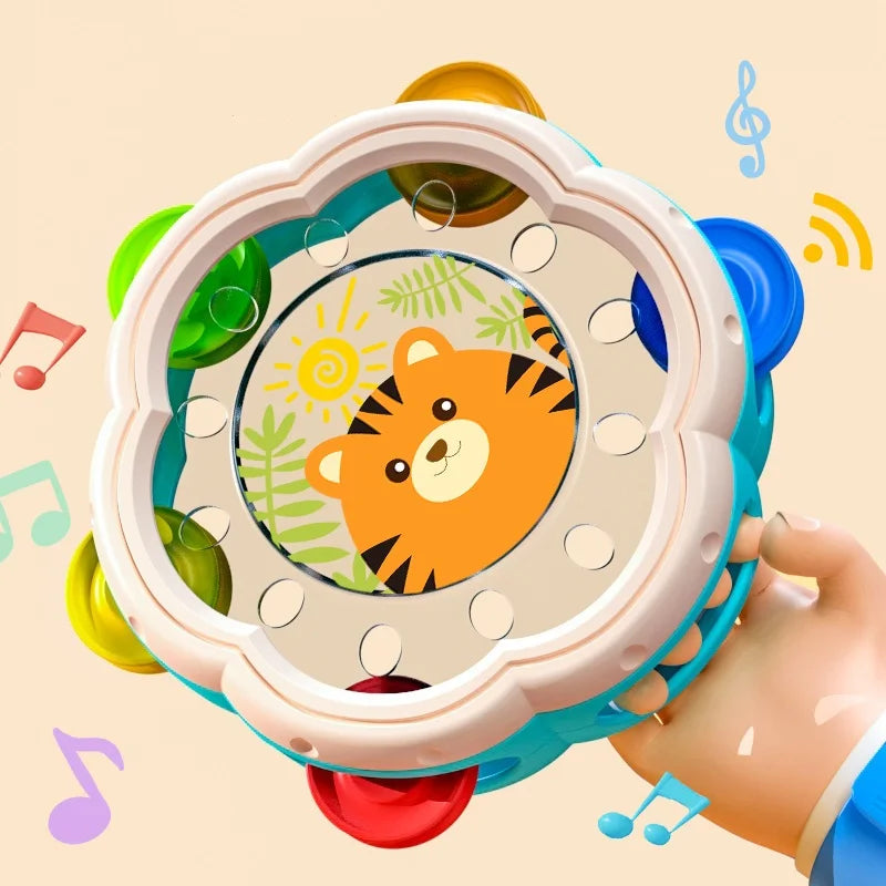 Montessori Musikinstrumente für Babys – Interaktive Trommel und Tamburin für 0-12 Monate 2