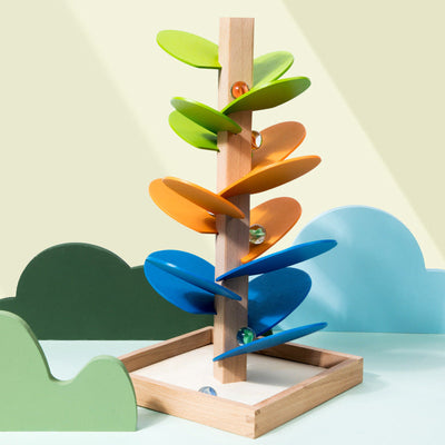 Montessori Regenbogen Murmel Holzturm – Pädagogisches Holzspielzeug für Kinder ab 1 Jahr zur Förderung motorischer Fähigkeiten 0