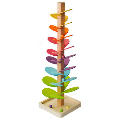 Montessori Regenbogen Murmel Holzturm – Pädagogisches Holzspielzeug für Kinder ab 1 Jahr zur Förderung motorischer Fähigkeiten 3