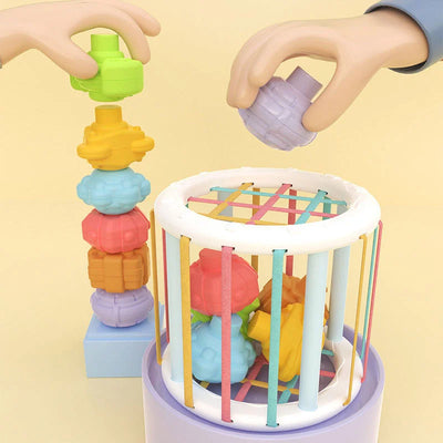 Montessori Sortierspiel für Babys – Bunte Formblöcke aus Ungiftigem Kunststoff zur Förderung der Motorik und Kreativität 1