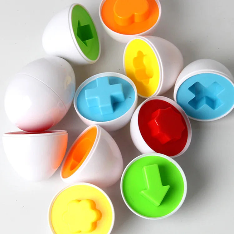 Montessori Spielzeug Set mit 12 bunten Eiern für Kleinkinder – Pädagogisches Formsortierspiel 14