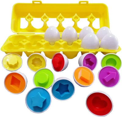 Montessori Spielzeug Set mit 12 bunten Eiern für Kleinkinder – Pädagogisches Formsortierspiel 2
