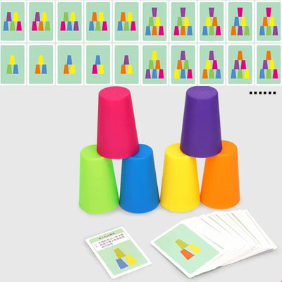 Montessori Stapelspiel mit Farben und Karten – Pädagogisches Spielzeug für Kinder ab 3 Jahren 2