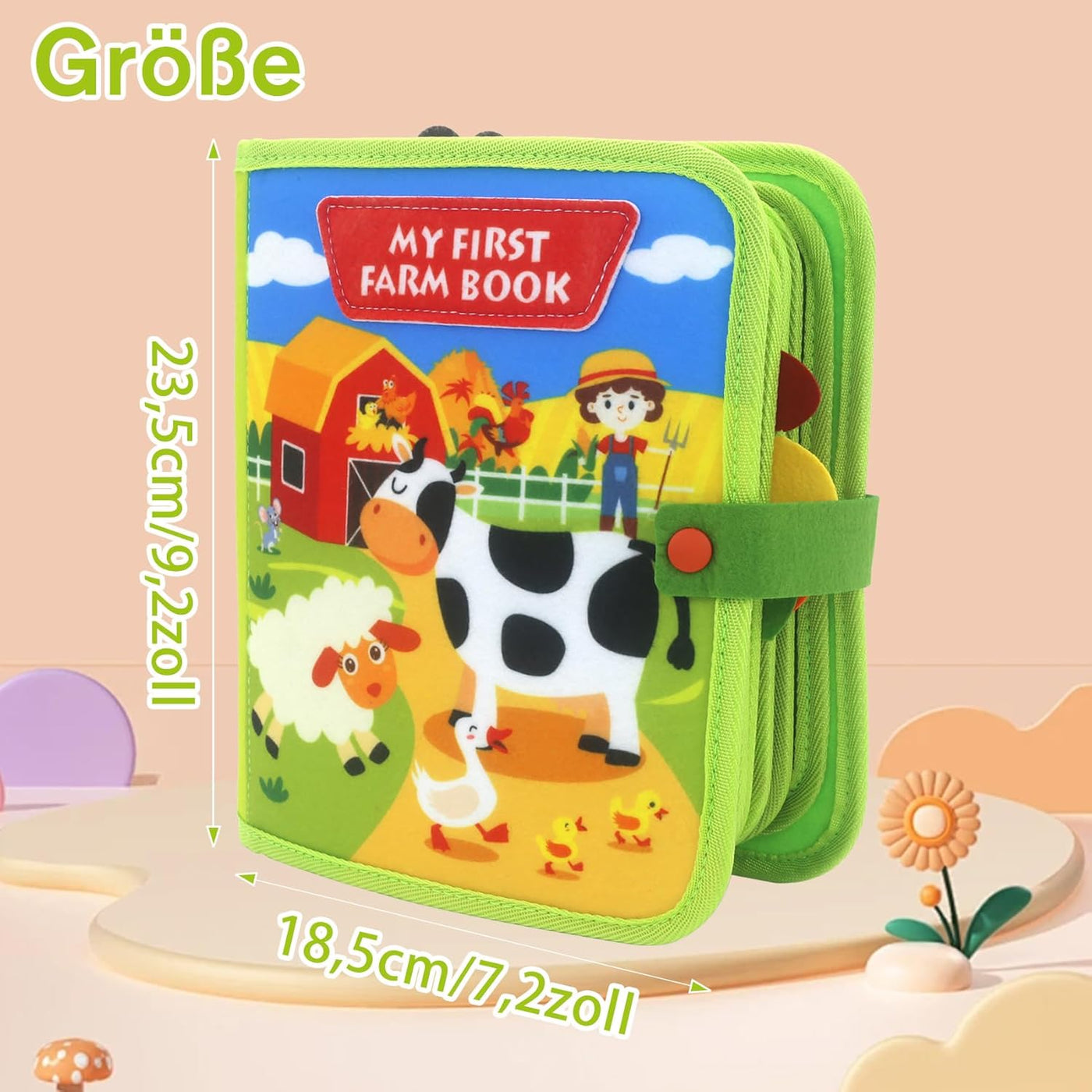 Pädagogisches Kinderbuch über Farmtiere – Interaktives Montessori Lernbuch für Kinder ab 1 Jahr mit bunten Illustrationen 2