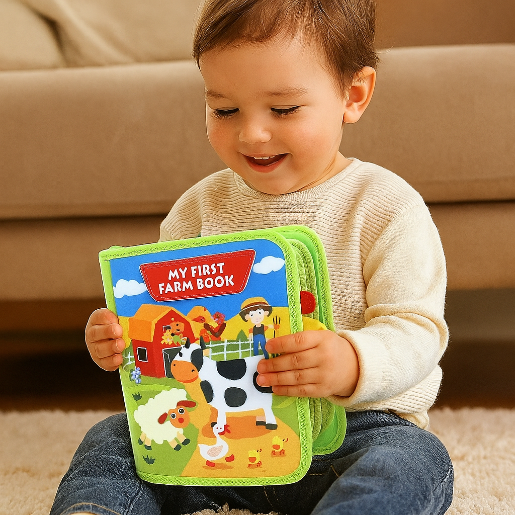 Pädagogisches Kinderbuch über Farmtiere – Interaktives Montessori Lernbuch für Kinder ab 1 Jahr mit bunten Illustrationen 4