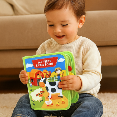 Pädagogisches Kinderbuch über Farmtiere – Interaktives Montessori Lernbuch für Kinder ab 1 Jahr mit bunten Illustrationen 4